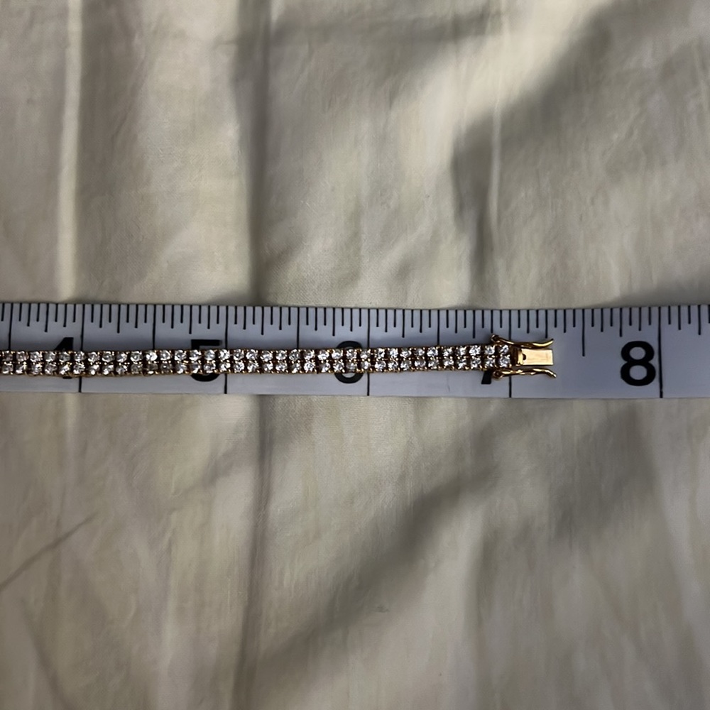 Double Row Sparkling Gold-Tone Simulated Diamonds… - image 4